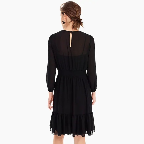 🌺Cinched-waist Chiffon dress in Black - Picture 4 of 5